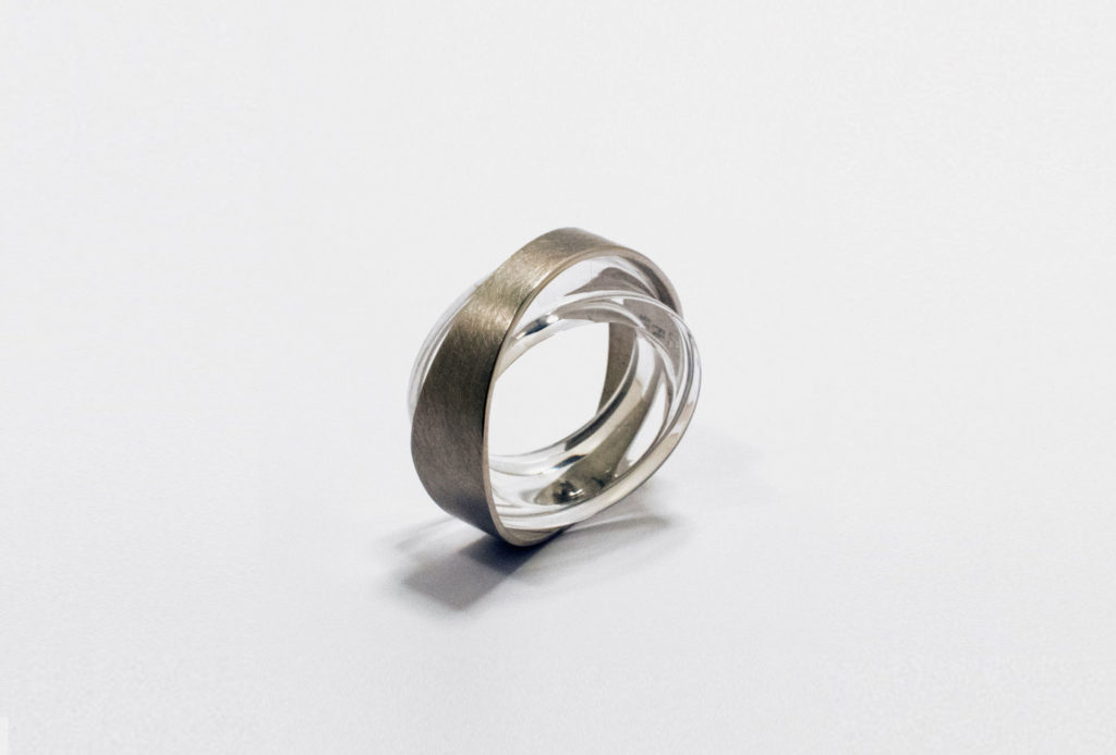 <em>Lurch I</em> ring. Rutile quartz, platinum 950.