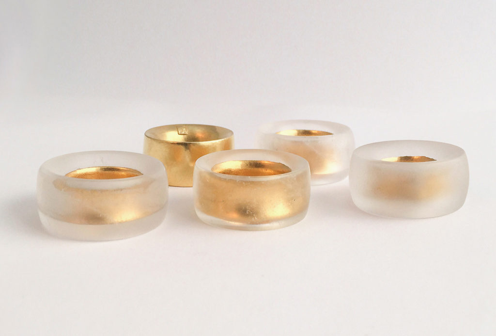 Rings. Rock crystal, fine gold.