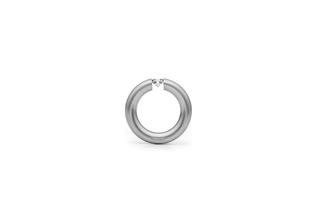 Ring <em>Tension ring® round</em>. 950 platinum, diamond. MJC Winner 2012.