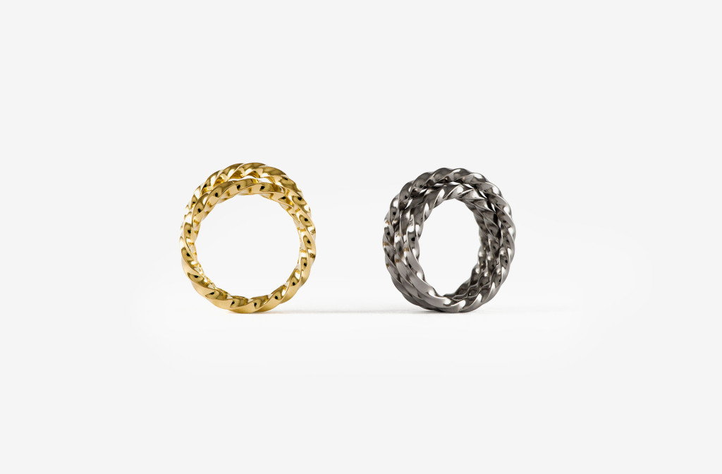 Rings <em>Skju</em>, collection <em>Pivot</em>. 750 yellow- or palladium white gold.
