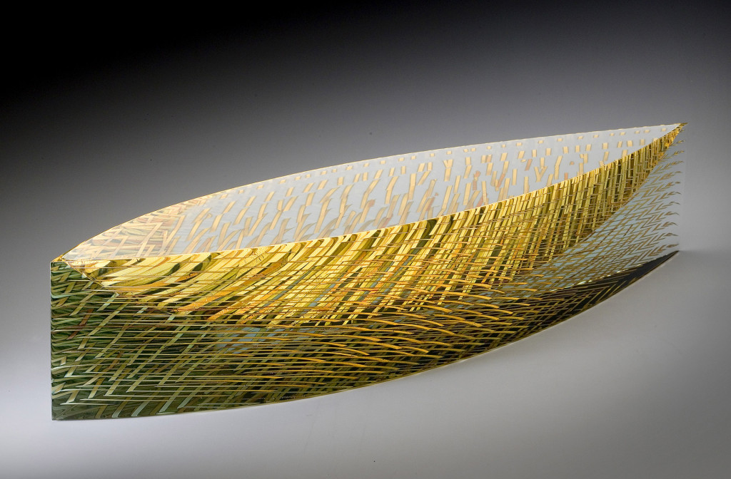 <em>Svatava</em>, 2008. Glass and stripes of gold. 13 × 22 × 62 cm.