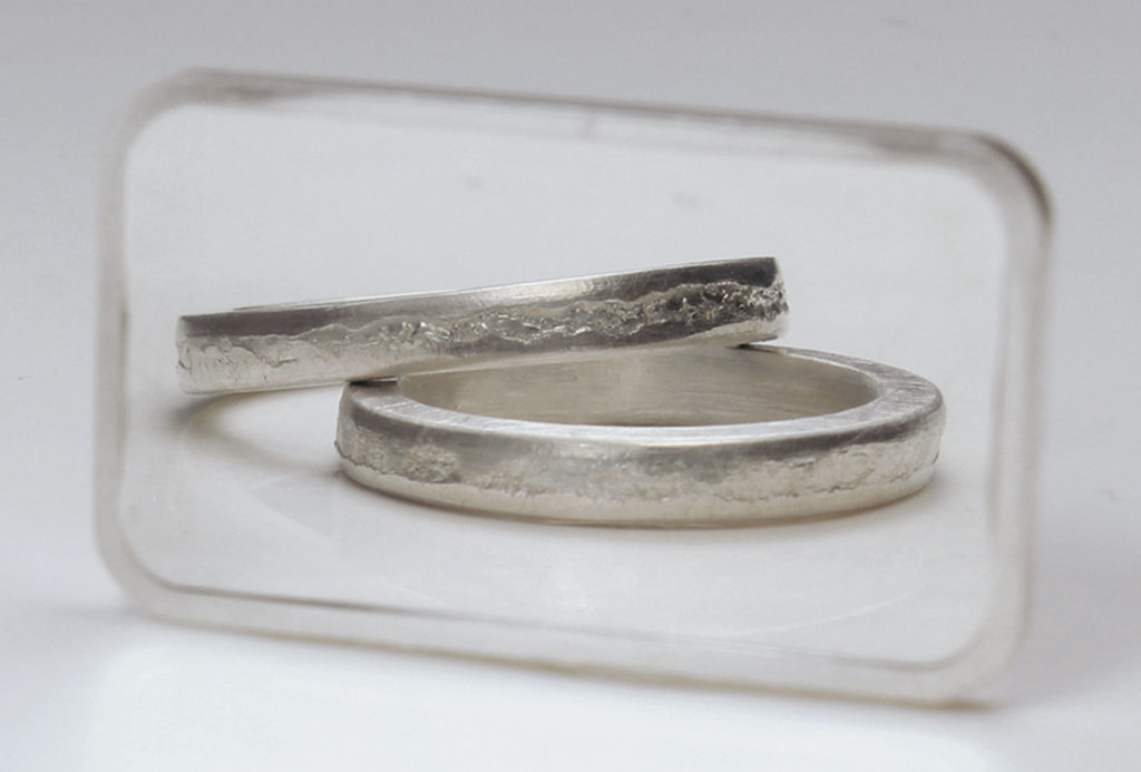 <em>Barren</em> [bar], wedding rings. Fine silver.