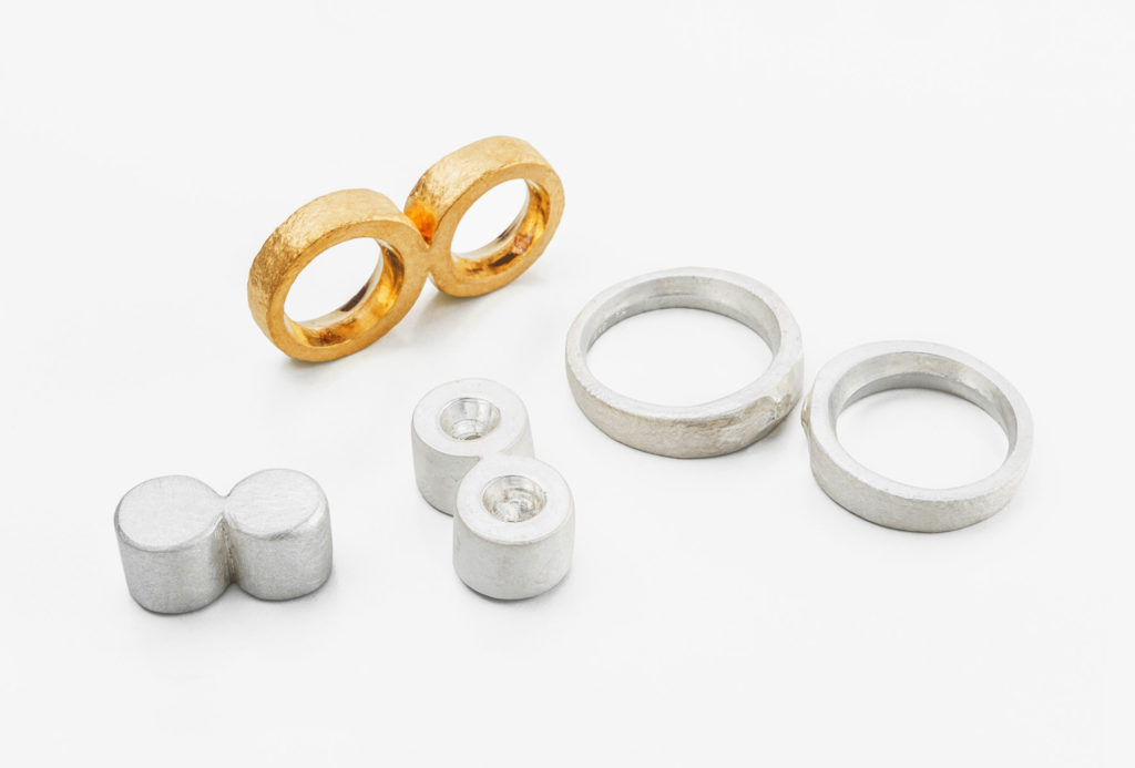 Wedding rings <em>Zusammen</em> [together]. Fine gold or fine silver.