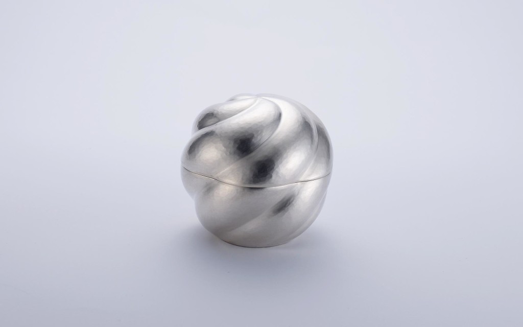 <em>Whirl Box</em>. Silver 970/000, 950/000, Hand-raised, Chased, mounted, 95x95xh85mm, 2015