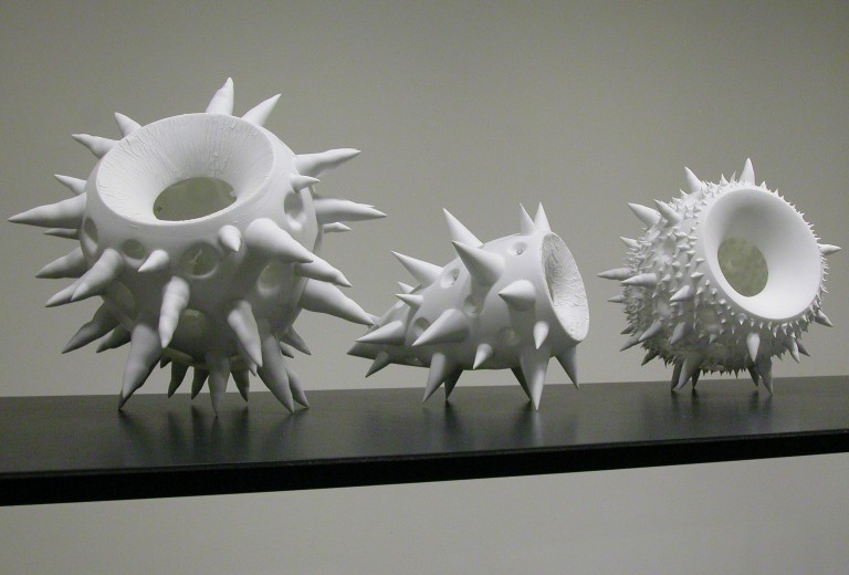 Sculptures <em>Mirifusus Stichtyomitra Quarticella</em>,
Porcelain.