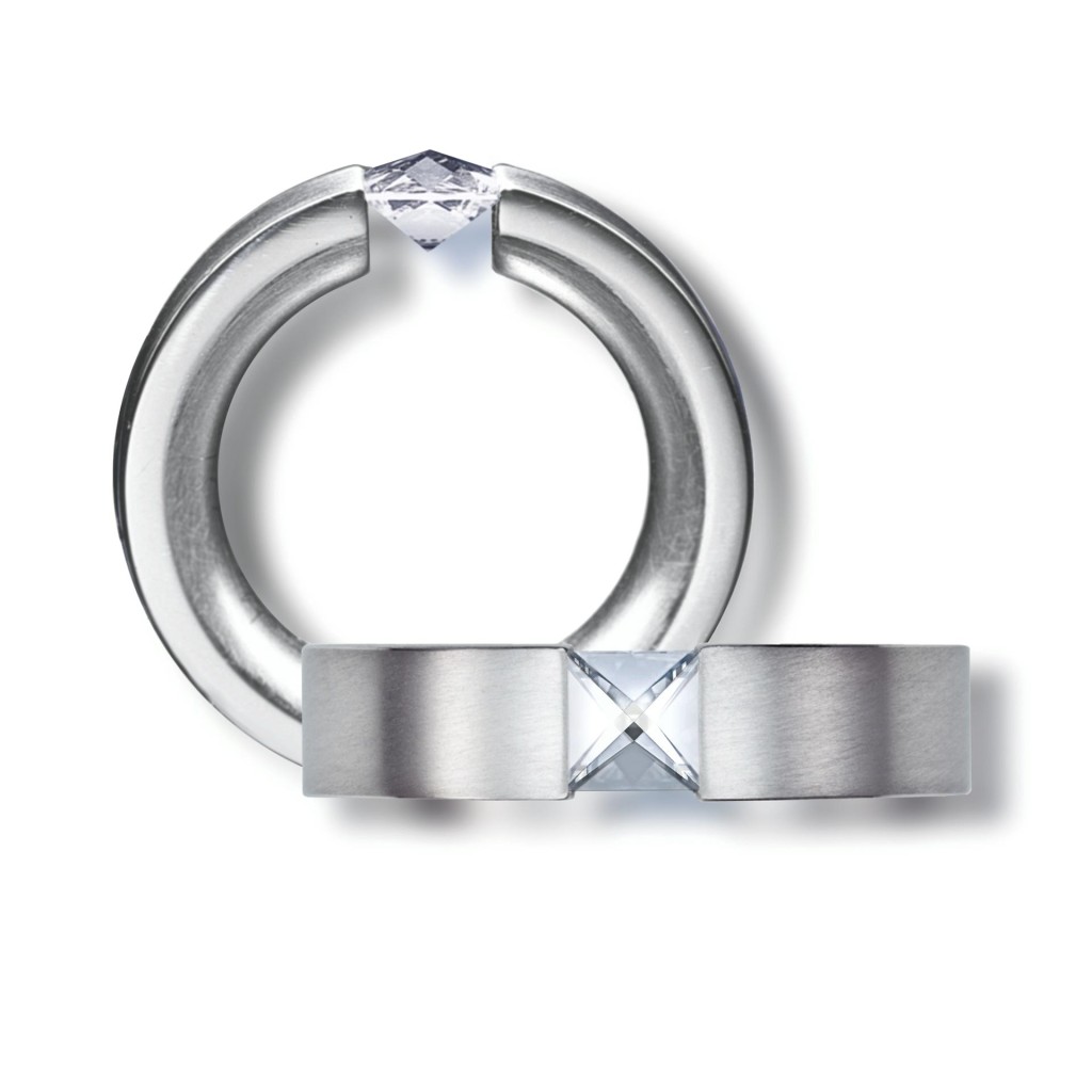 Diamantmanufaktur Freiesleben, tension ring <em>Context Diamond</em>, 950 platinum, diamond.