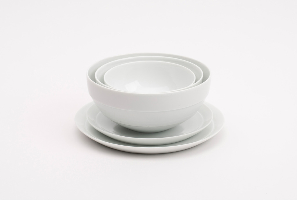 Bowls and dishes, 2013. White porcelain, transparent glaze