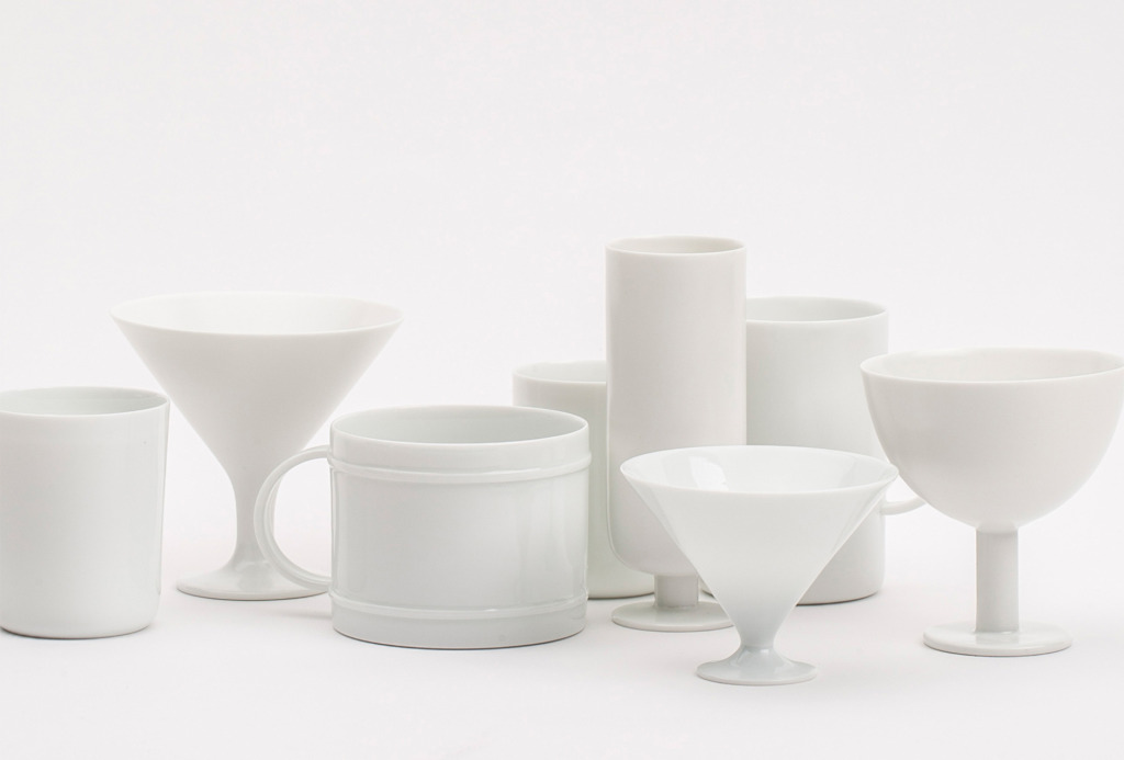 Cup series, 2013. White porcelain, transparent and matt glaze