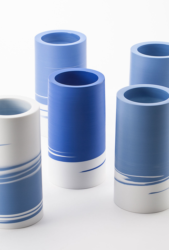 <em>Vestige</em> vessels, 2015. Porcelain, Ø 9,9 x H 17,4 cm