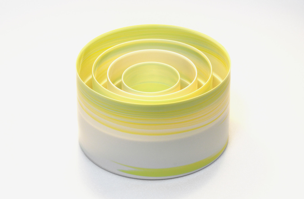 Bowls Set <em>Green Cylinder</em>, 2014. White porcelain, clay, 19.5 × 9.7 cm.