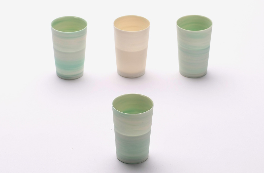 <em>Shadowed Color Cup</em>, 2013. White porcelain. 5.8 × 8.7 cm.