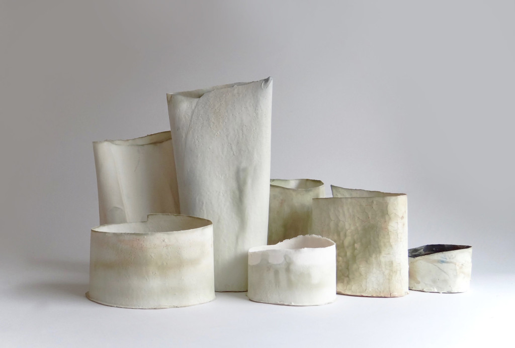 <em>Thin Tins</em> objects, 2015. Porcelain, H 6–30 cm