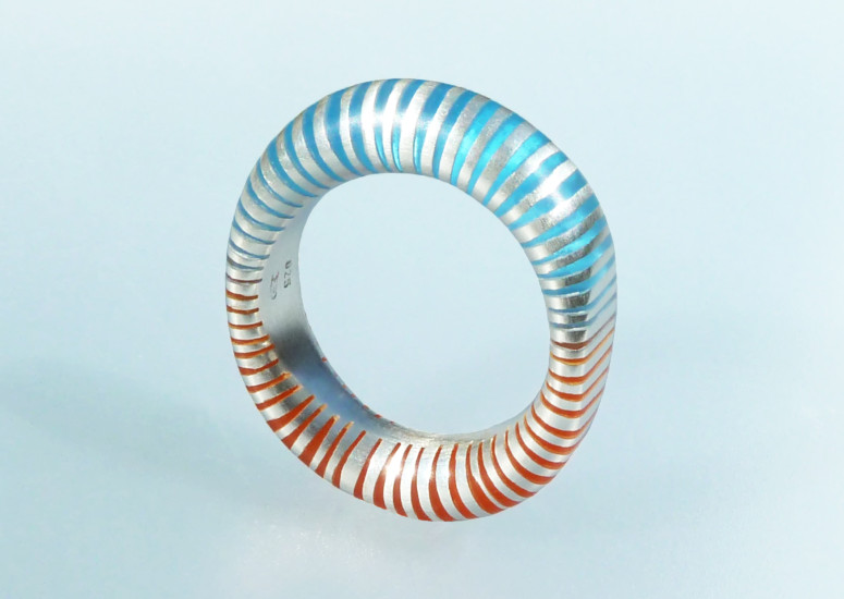 Ring, 925 silver, synthetic resin