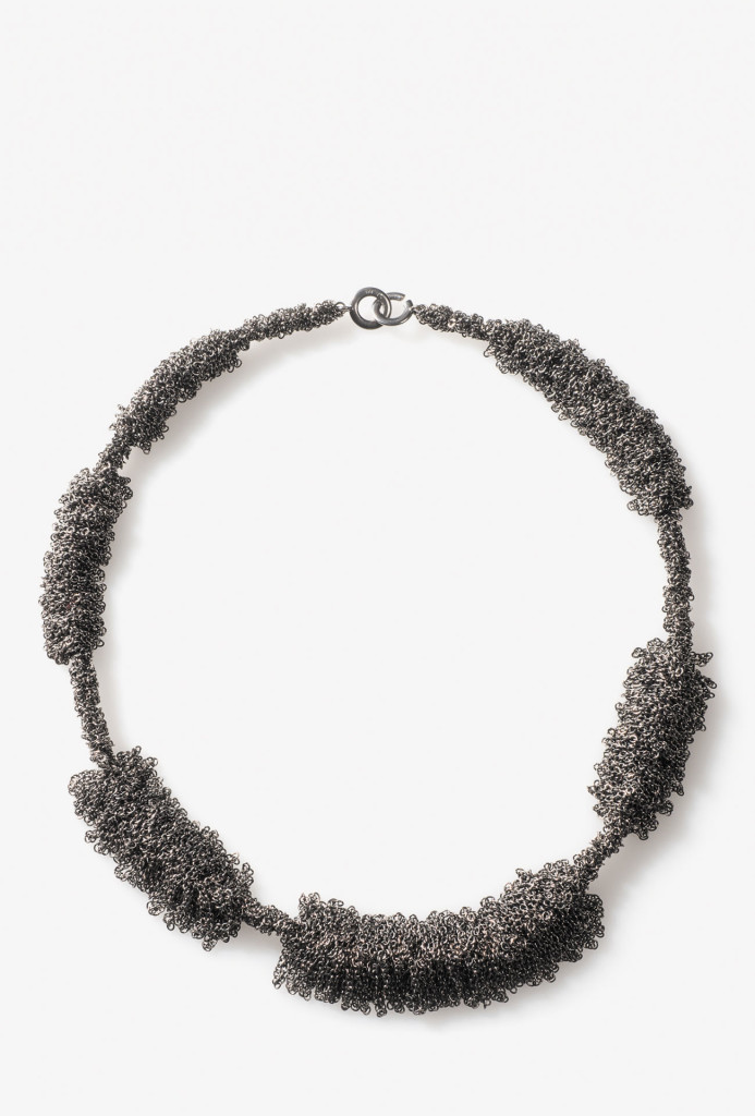 <em>Ladakh</em> necklace from the <em>meter-weise</em> series. Silver, black rhodium-plated 