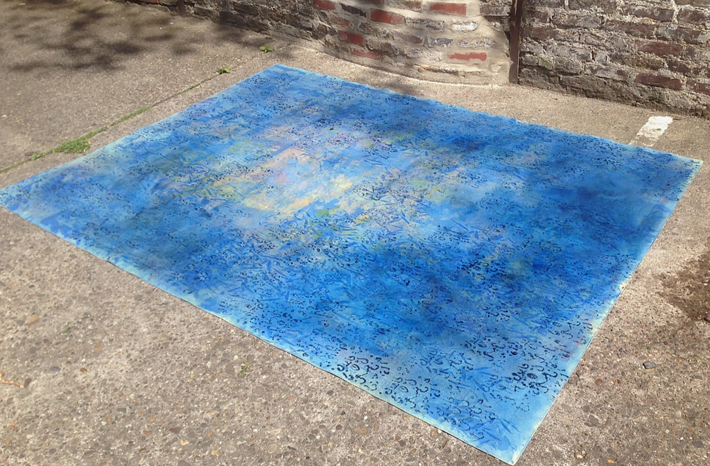 Floorcloth <em>Auf blauem Grund</em>, 2014. Acrylic on canvas. 248x198 cm. 3700 €