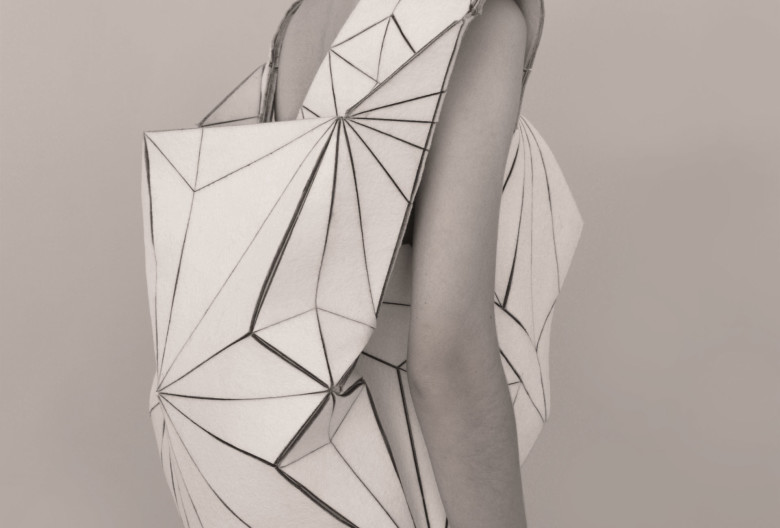 Maya Zakai, <em>The Chronology Of Folding</em> bag, 2015. Felt, linen, wool, 31 x 47 x 9 cm