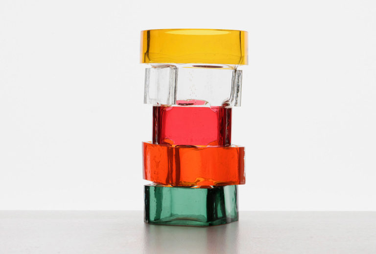 Vase. Composite, multicolored elements, H 20cm.