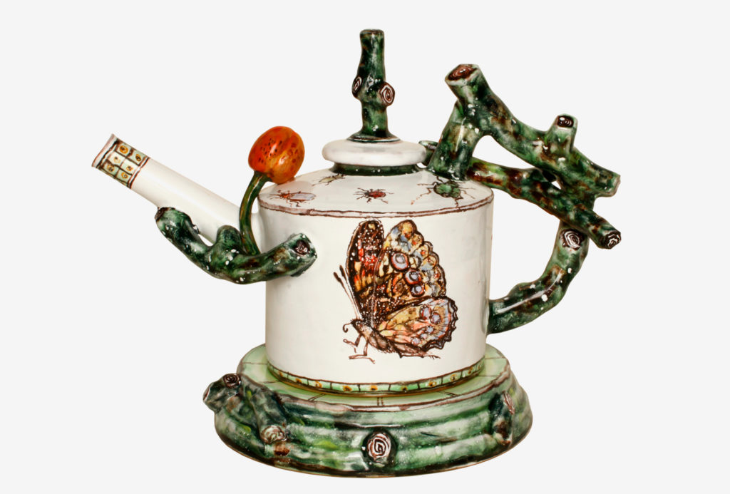 <em>Astkanne</em> [Branche pot]. Clay, engraving and glaze painting