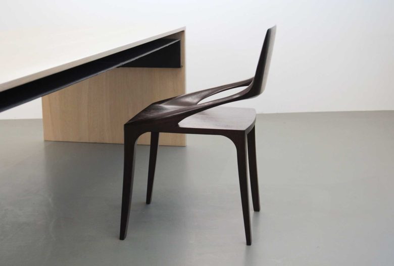 Axel Heizmann, chair. Smoked oak, wenge wood, seat height 47 cm, w 48 cm, back height 82.5 cm. 
www.axelheizmann.com