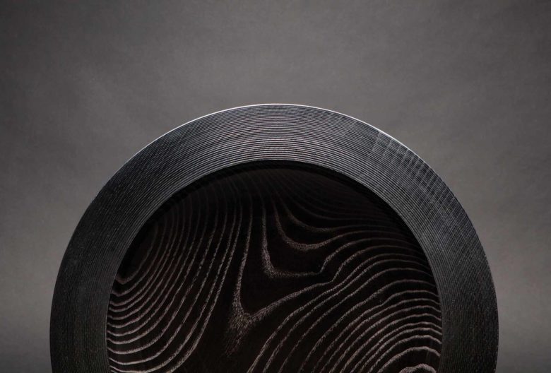 Elke Hirsch, bowl <em>Unique</em>. Ash, turned, black stained, oiled, lacquered,  www.hirsch-woodenheart.com