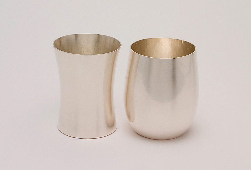 Pair of cups. Silver 925, forged.