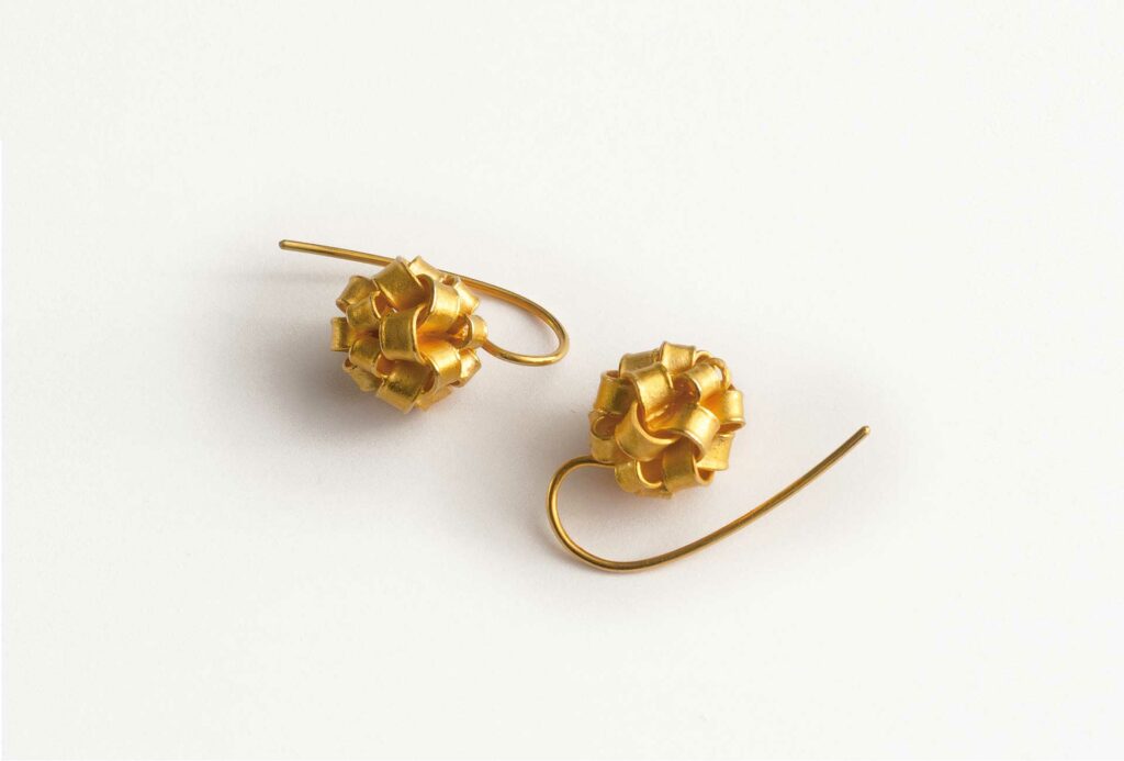 Earrings, fine gold-plated silver.