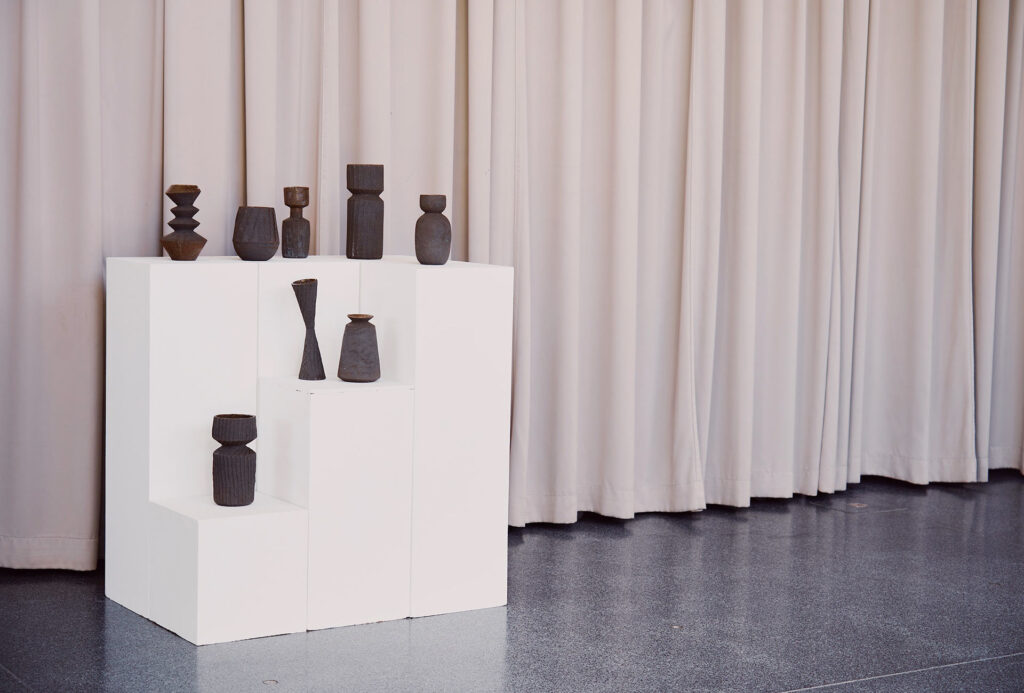 Works from the series <em>Luft und Lilie</em>,  diffuser and vases, 2022. Kunsthaus Weiz, Austria.