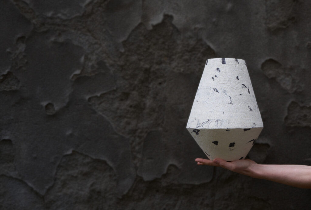 <em>DUOTONE</em> vase, black and white, 2024. Stoneware, glazed inside, 24 x 24 x 30 cm.